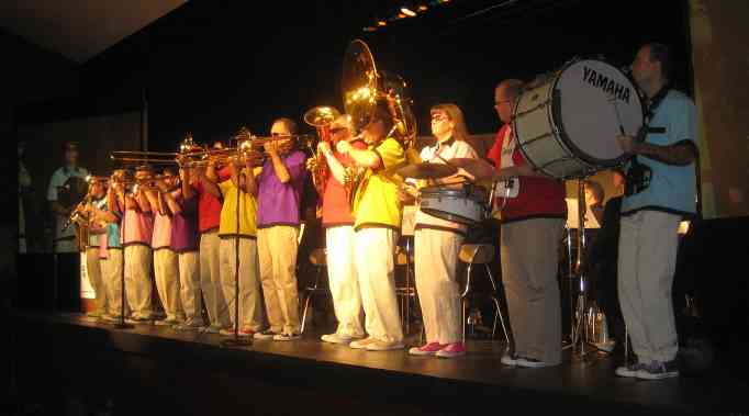 Performance Band on-stage at Centennial concert in 2006